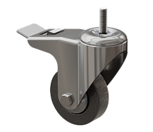 Колесо поворотное с тормозом 75 мм M10, серое